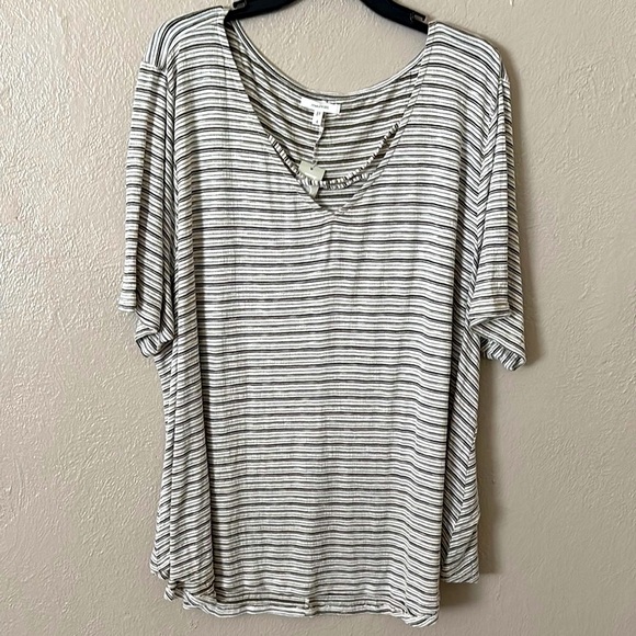 Women’s Maurice’s Short Sleeve Top Plus Size, 4X, Stripe - Picture 1 of 7
